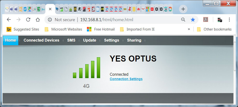 Optus 4G internet signal increase with G Spotter Antenna