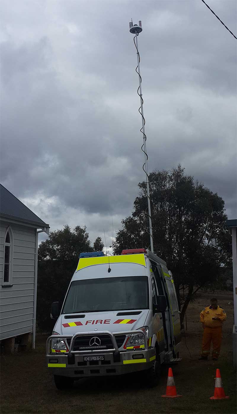 Using the G Spotter MiMo Sttuby antennas to receive High speed 4g signal from over 40'ks away from a tower, the powerful WiFi panels were able to provide high speed internet signal into the community hall. Locals were then able to operate 8 laptops to complete their online Bushfire assesment.